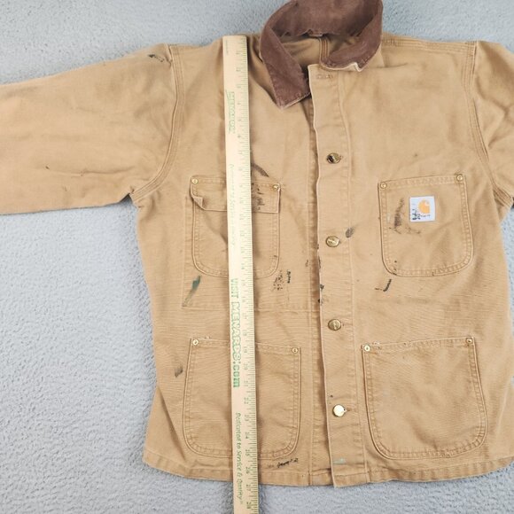 Vtg Carthartt Duck Chore Coat Jacket Unlined Blazer 80s Mens Small Workwear Barn - Picture 6 of 16
